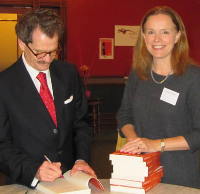 The author, Christopher Bevan, signing books for a book club for Ammabelle Playoust.