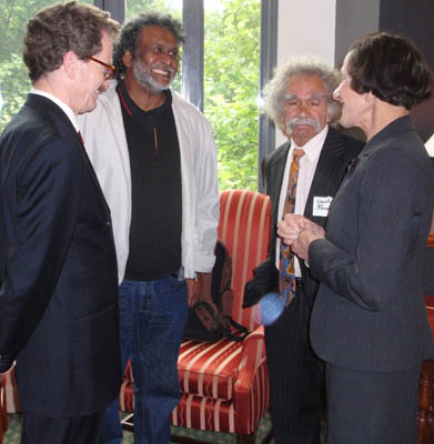 Author Chris Bevan, Pastor Ray Minniecon, Cecil Bowden and HE Prof Marie Bashir